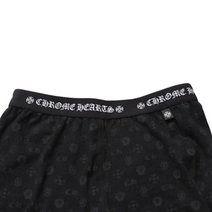 Very Good Condition CHROME HEARTS Multi Logo All Over Pattern Leggings Horseshoe Cross CH Tagger Floral Black Underwear S Size Used 4a001883