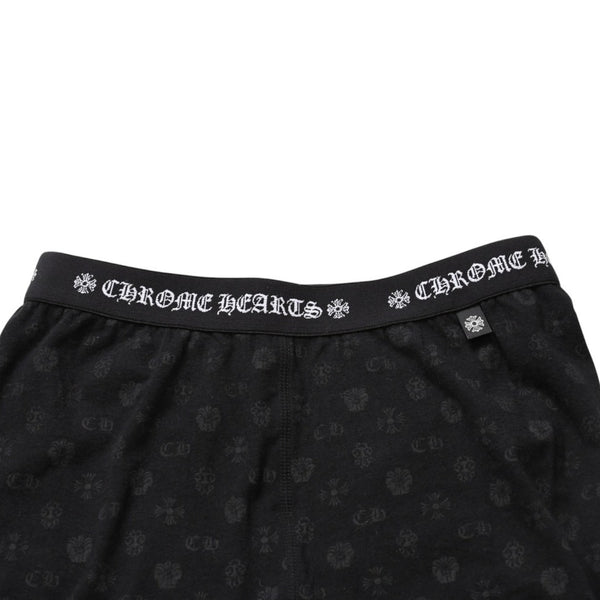 Very Good Condition CHROME HEARTS Multi Logo All Over Pattern Leggings Horseshoe Cross CH Tagger Floral Black Underwear S Size Used 4a001883