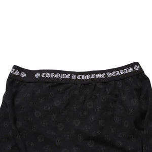 Very Good Condition CHROME HEARTS Multi Logo All Over Pattern Leggings Horseshoe Cross CH Tagger Floral Black Underwear S Size Used 4a001883