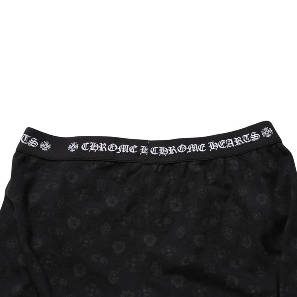 Very Good Condition CHROME HEARTS Multi Logo All Over Pattern Leggings Horseshoe Cross CH Tagger Floral Black Underwear S Size Used 4a001883