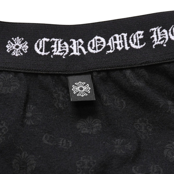Very Good Condition CHROME HEARTS Multi Logo All Over Pattern Leggings Horseshoe Cross CH Tagger Floral Black Underwear S Size Used 4a001883
