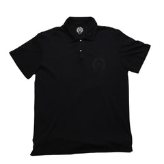 極美品 CHROME HEARTS クロムハーツ ポロシャツ 半袖シャツ シルバー金具 Sサイズ ブラック 黒 中古 4a001887