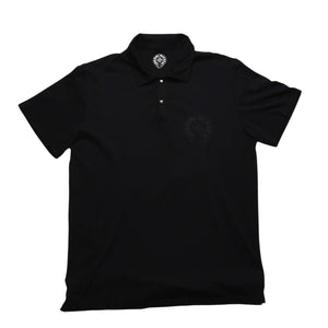 極美品 CHROME HEARTS クロムハーツ ポロシャツ 半袖シャツ シルバー金具 Sサイズ ブラック 黒 中古 4a001887