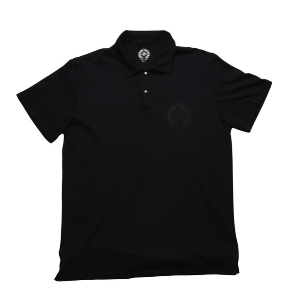 極美品 CHROME HEARTS クロムハーツ ポロシャツ 半袖シャツ シルバー金具 Sサイズ ブラック 黒 中古 4a001887