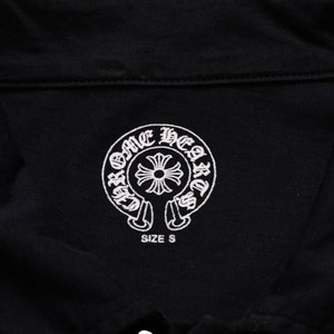 極美品 CHROME HEARTS クロムハーツ ポロシャツ 半袖シャツ シルバー金具 Sサイズ ブラック 黒 中古 4a001887
