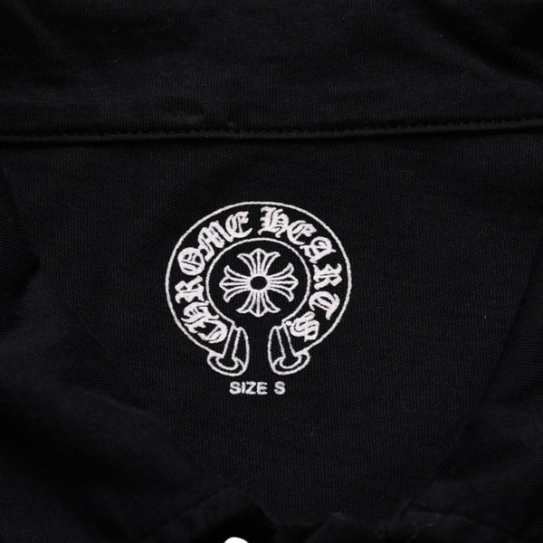 極美品 CHROME HEARTS クロムハーツ ポロシャツ 半袖シャツ シルバー金具 Sサイズ ブラック 黒 中古 4a001887