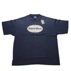 新品未使用 SAINT Mxxxxxx セントマイケル SS T-SHIRT SAINT MXX NVY 半袖Tシャツ Tシャツ ネイビー エイジング加工 中古 4a001974
