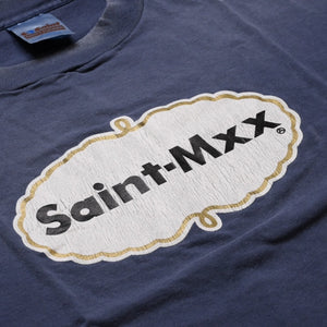 新品未使用 SAINT Mxxxxxx セントマイケル SS T-SHIRT SAINT MXX NVY 半袖Tシャツ Tシャツ ネイビー エイジング加工 中古 4a001974
