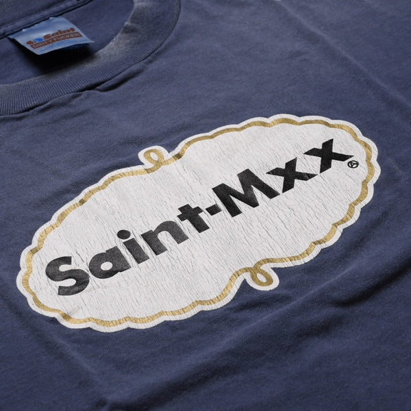 新品未使用 SAINT Mxxxxxx セントマイケル SS T-SHIRT SAINT MXX NVY 半袖Tシャツ Tシャツ ネイビー エイジング加工 中古 4a001974