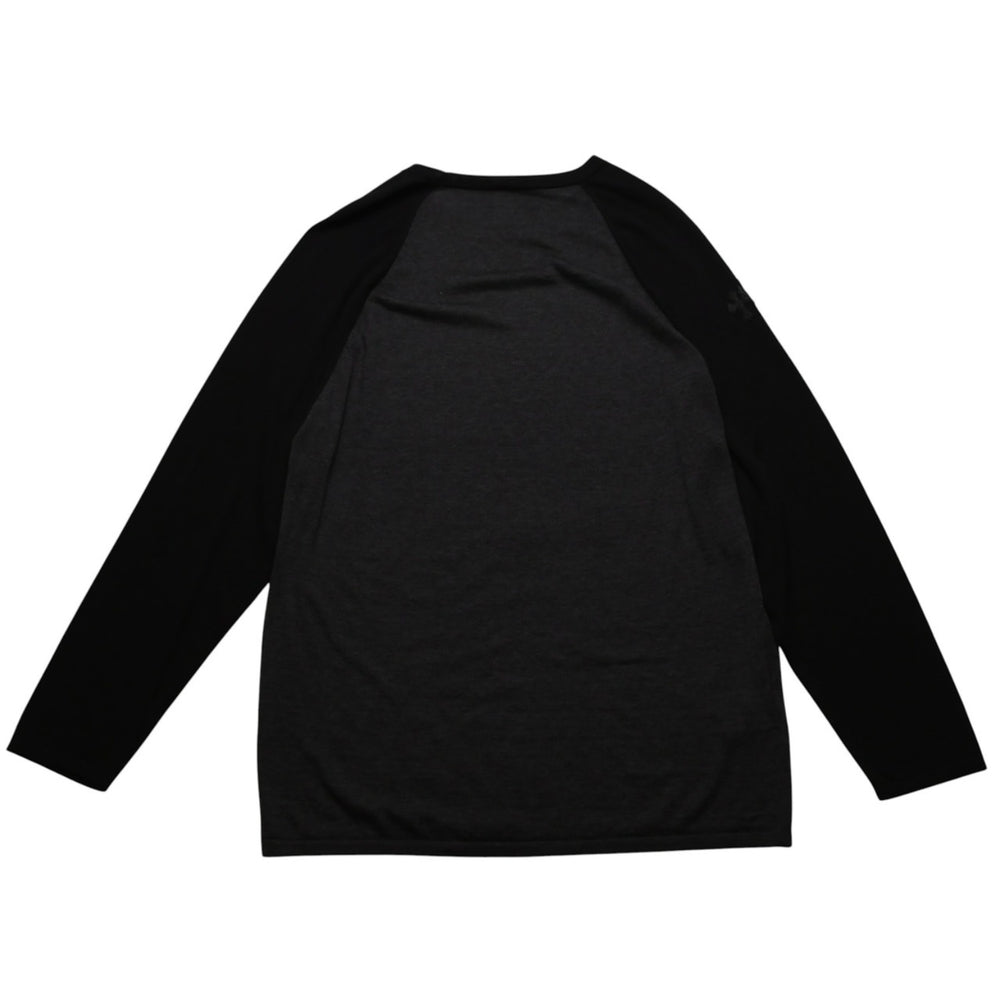 新品未使用 クロムハーツ Y NOT 3 Cross Patch CH Logo Embroidery Raglan L/S T- Shirt 長袖シャツ ロンT ラグラン ブラック グレー バイカラー クロスパッチ 中古 4a001888