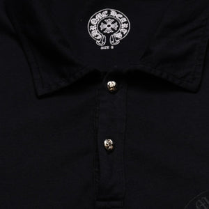 極美品 CHROME HEARTS クロムハーツ ポロシャツ 半袖シャツ シルバー金具 Sサイズ ブラック 黒 中古 4a001887