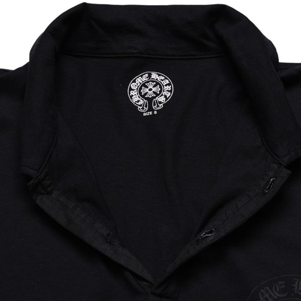 極美品 CHROME HEARTS クロムハーツ ポロシャツ 半袖シャツ シルバー金具 Sサイズ ブラック 黒 中古 4a001887