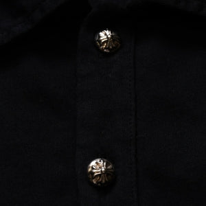 極美品 CHROME HEARTS クロムハーツ ポロシャツ 半袖シャツ シルバー金具 Sサイズ ブラック 黒 中古 4a001887