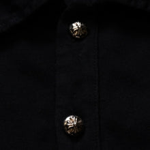 画像をギャラリービューアに読み込む, 極美品 CHROME HEARTS クロムハーツ ポロシャツ 半袖シャツ シルバー金具 Sサイズ ブラック 黒 中古 4a001887