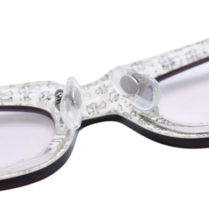 極美品 CHROME HEARTS クロムハーツ DRILLED スクエアサングラス CWCカラー CHプラス BSフレア シルバー925 SV925 度入り6.0 クロス総柄 ブラック 中古 4a001889