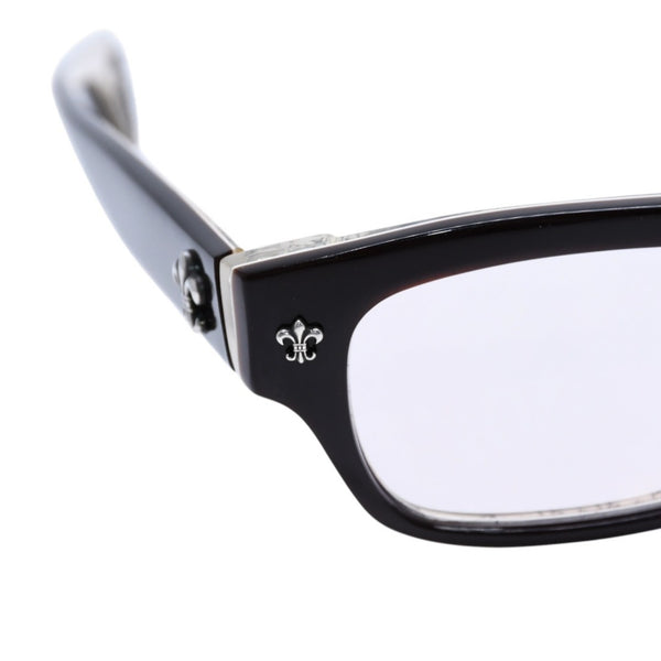 極美品 CHROME HEARTS クロムハーツ DRILLED スクエアサングラス CWCカラー CHプラス BSフレア シルバー925 SV925 度入り6.0 クロス総柄 ブラック 中古 4a001889