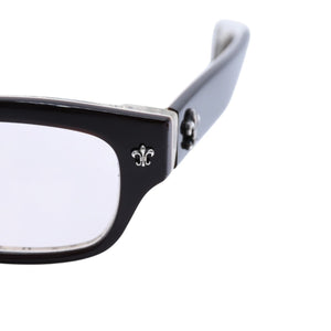 極美品 CHROME HEARTS クロムハーツ DRILLED スクエアサングラス CWCカラー CHプラス BSフレア シルバー925 SV925 度入り6.0 クロス総柄 ブラック 中古 4a001889