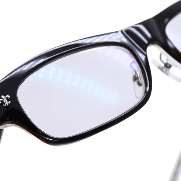 極美品 CHROME HEARTS クロムハーツ DRILLED スクエアサングラス CWCカラー CHプラス BSフレア シルバー925 SV925 度入り6.0 クロス総柄 ブラック 中古 4a001889