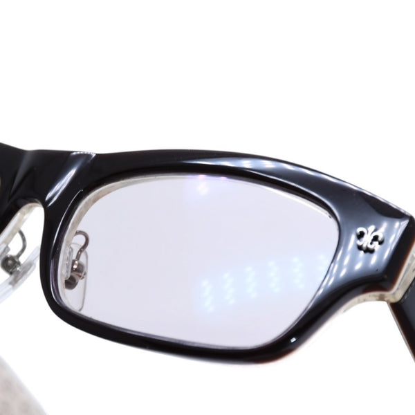 極美品 CHROME HEARTS クロムハーツ DRILLED スクエアサングラス CWCカラー CHプラス BSフレア シルバー925 SV925 度入り6.0 クロス総柄 ブラック 中古 4a001889