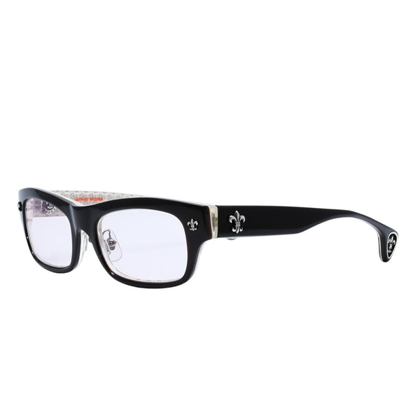 極美品 CHROME HEARTS クロムハーツ DRILLED スクエアサングラス CWCカラー CHプラス BSフレア シルバー925 SV925 度入り6.0 クロス総柄 ブラック 中古 4a001889