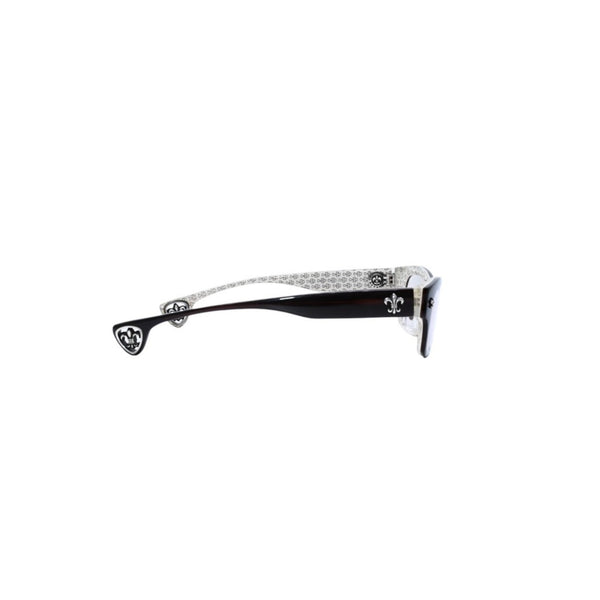 極美品 CHROME HEARTS クロムハーツ DRILLED スクエアサングラス CWCカラー CHプラス BSフレア シルバー925 SV925 度入り6.0 クロス総柄 ブラック 中古 4a001889