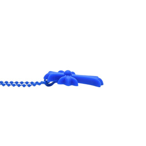 Very Good Condition CHROME HEARTS Rubber Small CH Cross Silicone Necklace CH Cross Blue Ball Chain Charm Metal Used 4a001910