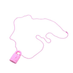 極美品 CHROME HEARTS クロムハーツ PADLOCK FLERKNEE SILICONE RUBBER NECKLACE シリコン ラバー ネックレス ピンク パドロック フレアニー アクセサリー ボールチェーン 中古 4a001908