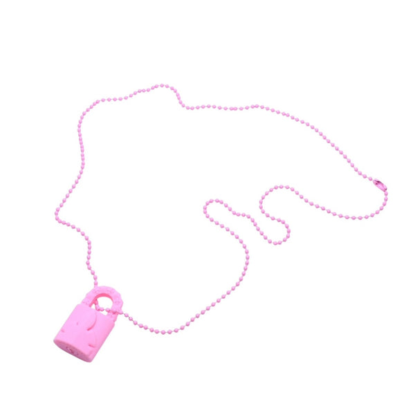 極美品 CHROME HEARTS クロムハーツ PADLOCK FLERKNEE SILICONE RUBBER NECKLACE シリコン ラバー ネックレス ピンク パドロック フレアニー アクセサリー ボールチェーン 中古 4a001908