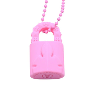 極美品 CHROME HEARTS クロムハーツ PADLOCK FLERKNEE SILICONE RUBBER NECKLACE シリコン ラバー ネックレス ピンク パドロック フレアニー アクセサリー ボールチェーン 中古 4a001908