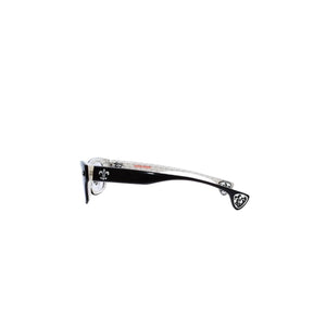 極美品 CHROME HEARTS クロムハーツ DRILLED スクエアサングラス CWCカラー CHプラス BSフレア シルバー925 SV925 度入り6.0 クロス総柄 ブラック 中古 4a001889