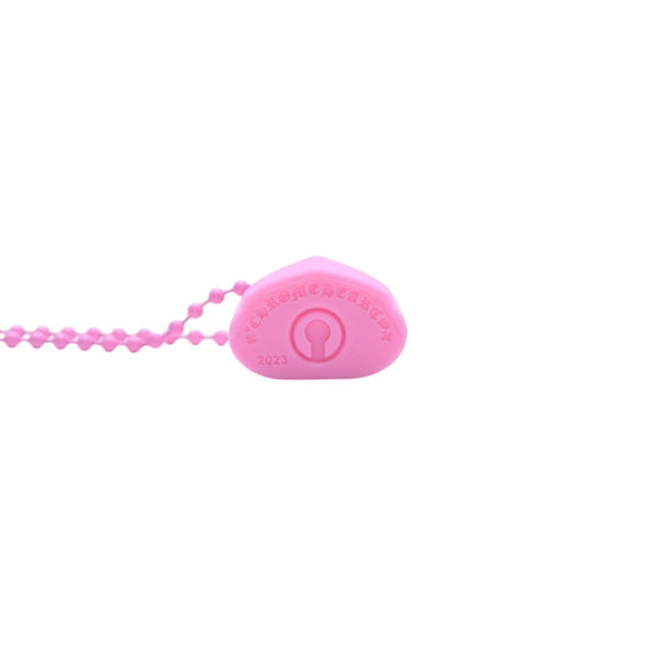 極美品 CHROME HEARTS クロムハーツ PADLOCK FLERKNEE SILICONE RUBBER NECKLACE シリコン ラバー ネックレス ピンク パドロック フレアニー アクセサリー ボールチェーン 中古 4a001908