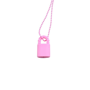 極美品 CHROME HEARTS クロムハーツ PADLOCK FLERKNEE SILICONE RUBBER NECKLACE シリコン ラバー ネックレス ピンク パドロック フレアニー アクセサリー ボールチェーン 中古 4a001908
