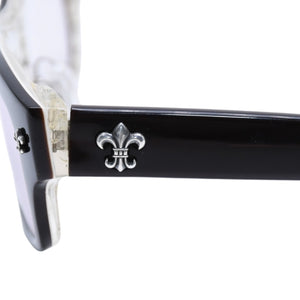 極美品 CHROME HEARTS クロムハーツ DRILLED スクエアサングラス CWCカラー CHプラス BSフレア シルバー925 SV925 度入り6.0 クロス総柄 ブラック 中古 4a001889