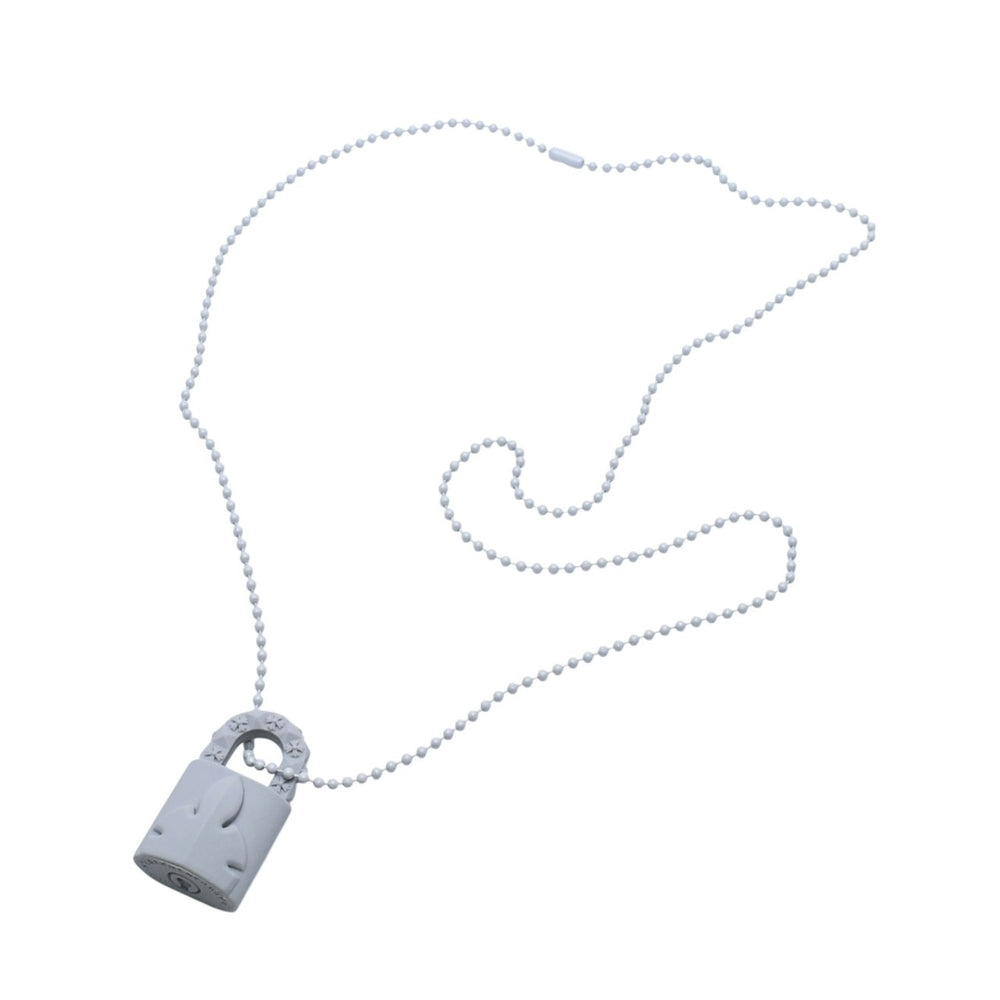 極美品 CHROME HEARTS クロムハーツ PADLOCK FLERKNEE SILICONE RUBBER NECKLACE シリコン ラバー ネックレス グレー パドロック フレアニー アクセサリー ボールチェーン 中古 4a001909