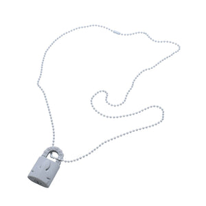 極美品 CHROME HEARTS クロムハーツ PADLOCK FLERKNEE SILICONE RUBBER NECKLACE シリコン ラバー ネックレス グレー パドロック フレアニー アクセサリー ボールチェーン 中古 4a001909