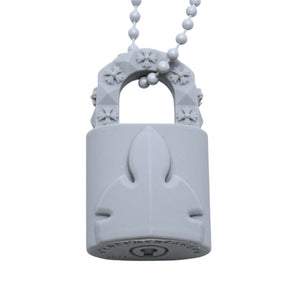 極美品 CHROME HEARTS クロムハーツ PADLOCK FLERKNEE SILICONE RUBBER NECKLACE シリコン ラバー ネックレス グレー パドロック フレアニー アクセサリー ボールチェーン 中古 4a001909