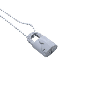 極美品 CHROME HEARTS クロムハーツ PADLOCK FLERKNEE SILICONE RUBBER NECKLACE シリコン ラバー ネックレス グレー パドロック フレアニー アクセサリー ボールチェーン 中古 4a001909