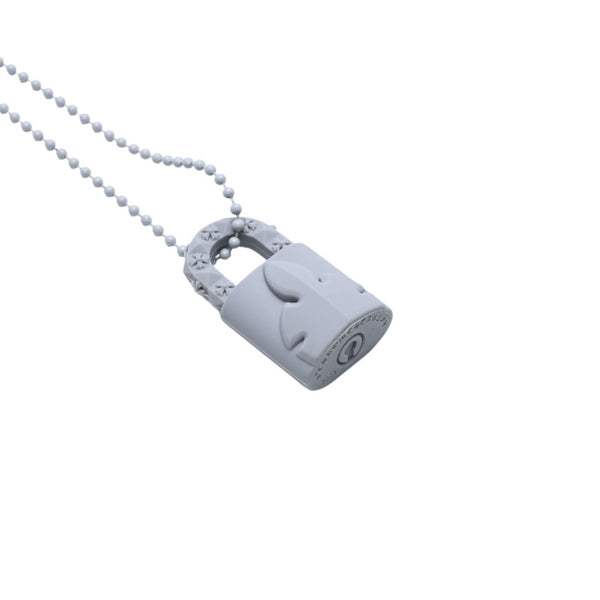 極美品 CHROME HEARTS クロムハーツ PADLOCK FLERKNEE SILICONE RUBBER NECKLACE シリコン ラバー ネックレス グレー パドロック フレアニー アクセサリー ボールチェーン 中古 4a001909