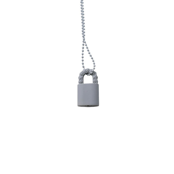 極美品 CHROME HEARTS クロムハーツ PADLOCK FLERKNEE SILICONE RUBBER NECKLACE シリコン ラバー ネックレス グレー パドロック フレアニー アクセサリー ボールチェーン 中古 4a001909