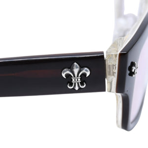 極美品 CHROME HEARTS クロムハーツ DRILLED スクエアサングラス CWCカラー CHプラス BSフレア シルバー925 SV925 度入り6.0 クロス総柄 ブラック 中古 4a001889