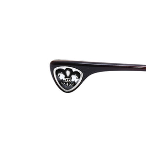 極美品 CHROME HEARTS クロムハーツ DRILLED スクエアサングラス CWCカラー CHプラス BSフレア シルバー925 SV925 度入り6.0 クロス総柄 ブラック 中古 4a001889