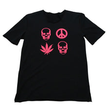 画像をギャラリービューアに読み込む, 極美品 Lucian Pellat-Finet ルシアン・ペラフィネ ブラック ピンク Tシャツ スカル リーフ プリントTシャツ 中古 4a002146