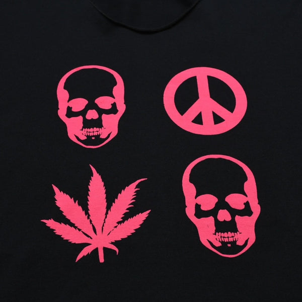 Very good condition Lucian Pellat-Finet Lucian Pellat-Finet Black Pink T-shirt Skull Leaf Print T-shirt Used 4a002146