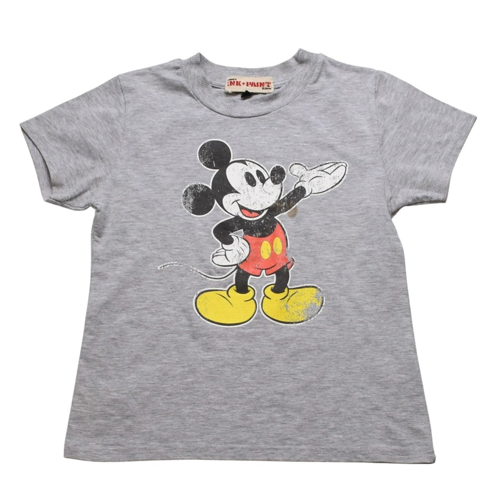 Disney ディズニー Mickey Mouse ミッキーマウス プリントTシャツ グレー ホワイト レッド イエロー サイズS 美品 中古 4a002144