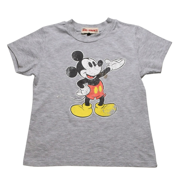 Disney ディズニー Mickey Mouse ミッキーマウス プリントTシャツ グレー ホワイト レッド イエロー サイズS 美品 中古 4a002144