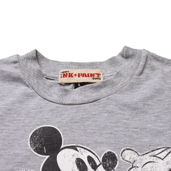 Disney ディズニー Mickey Mouse ミッキーマウス プリントTシャツ グレー ホワイト レッド イエロー サイズS 美品 中古 4a002144