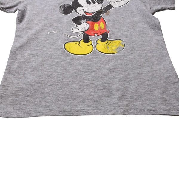 Disney ディズニー Mickey Mouse ミッキーマウス プリントTシャツ グレー ホワイト レッド イエロー サイズS 美品 中古 4a002144