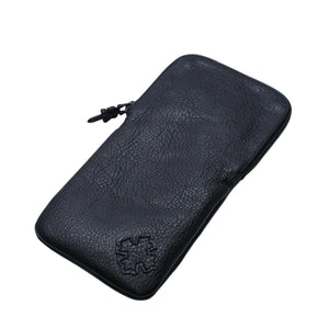 Very Good Condition CHROME HEARTS Eyewear Case Glasses Case Leather Black CH Plus Patch Used 4a001894