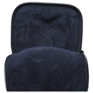 Very Good Condition CHROME HEARTS Eyewear Case Glasses Case Leather Black CH Plus Patch Used 4a001894