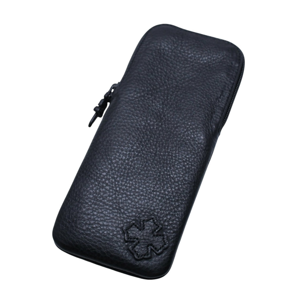 極美品 CHROME HEARTS クロムハーツ アイウェアケース メガネケース レザー ブラック CHプラスパッチ 中古 4a001890